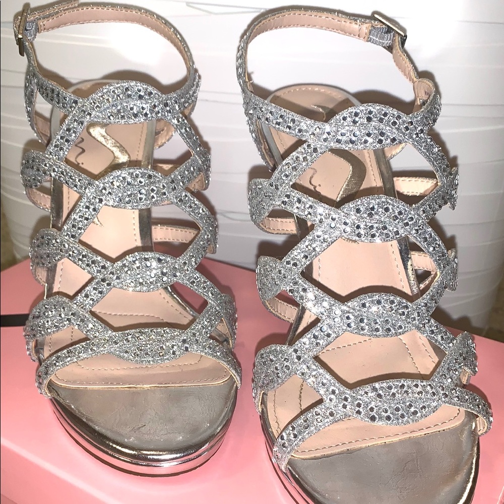 Nina Roisin Silver Glitter Dress Heels